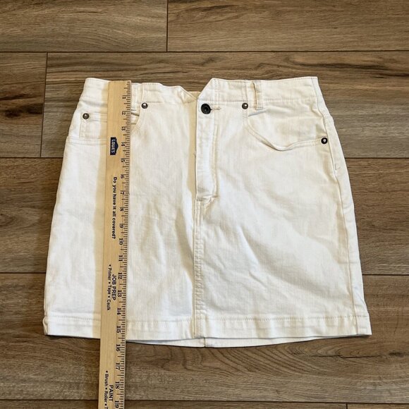 Women's We The Free Denim Mini Skirt SZ 30 Cream White Jean Pockets Stretch - Picture 4 of 8